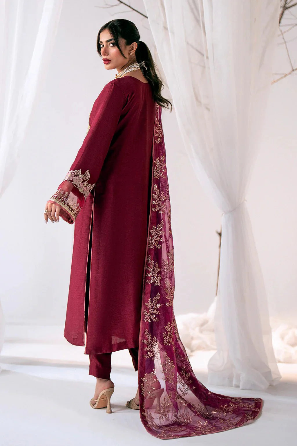 Ajr Couture | Luxe Pret Eid Drop | Scarlet - Official AJR Couture stockist in UK - Sakeena London