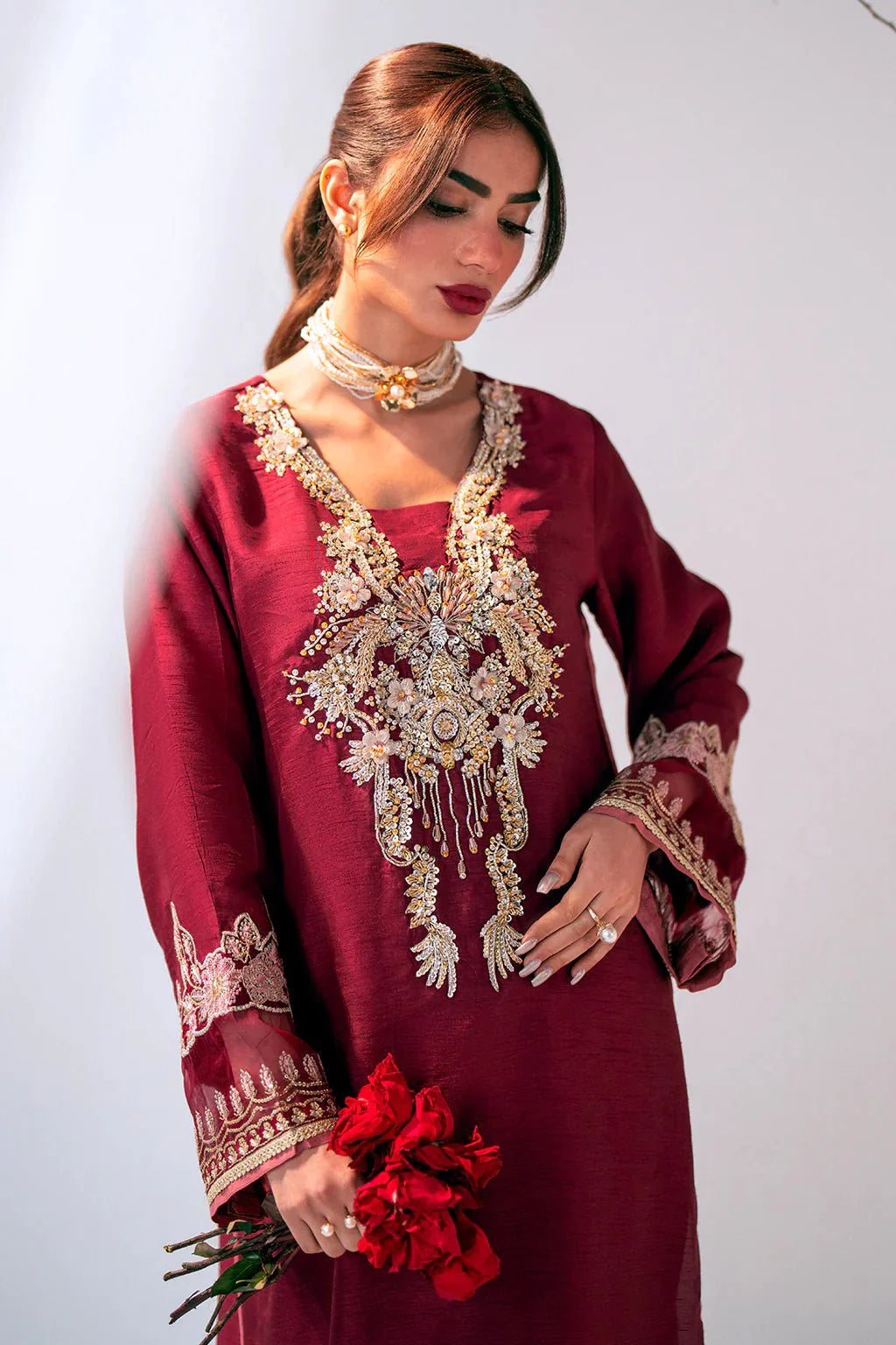 Ajr Couture | Luxe Pret Eid Drop | Scarlet - Official AJR Couture stockist in UK - Sakeena London