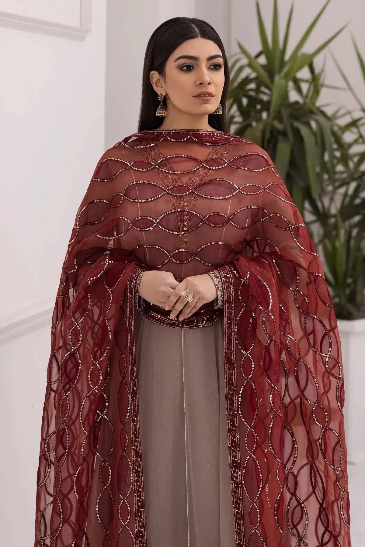 Alizeh | Formals Collection | Beige Dress 3 piece - RTW1010 - Official Alizeh stockist in UK - Sakeena London