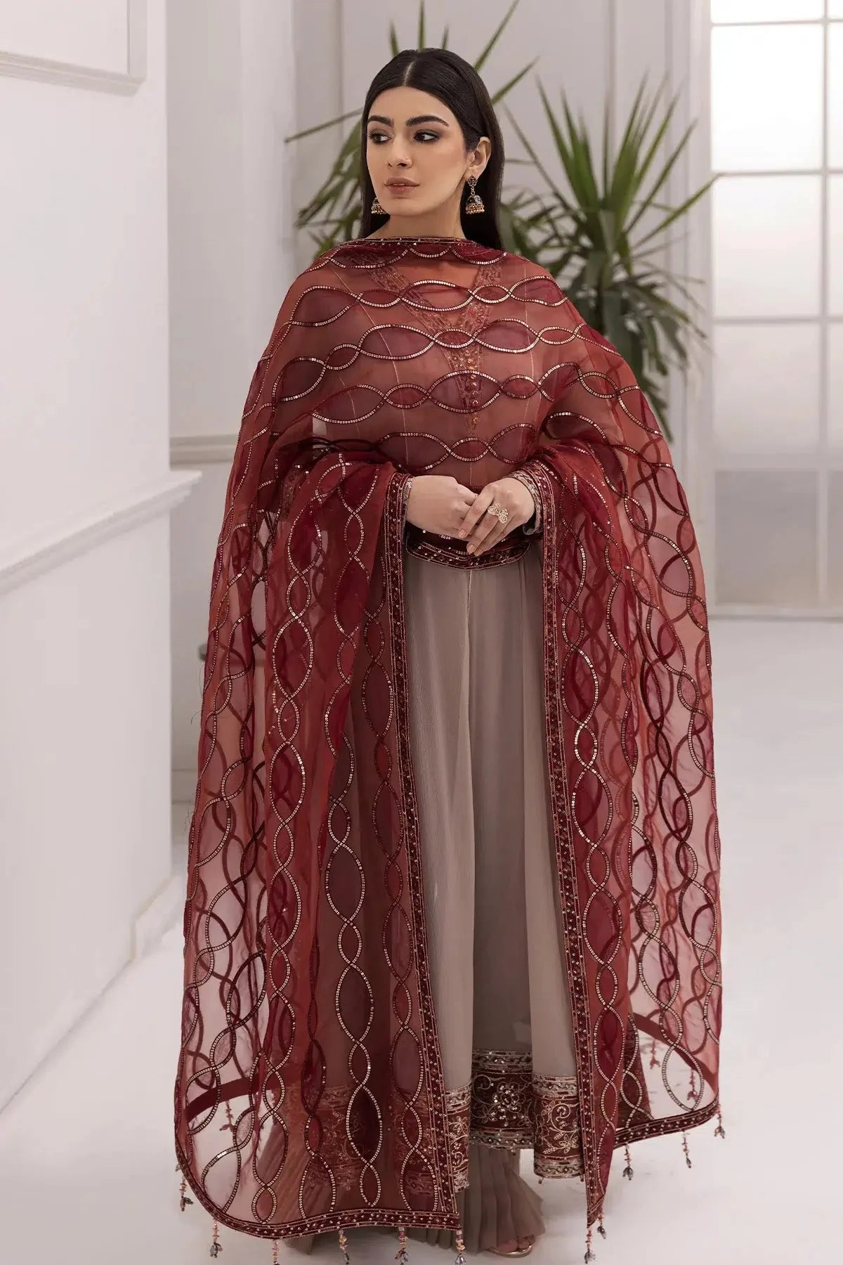 Alizeh | Formals Collection | Beige Dress 3 piece - RTW1010 - Official Alizeh stockist in UK - Sakeena London