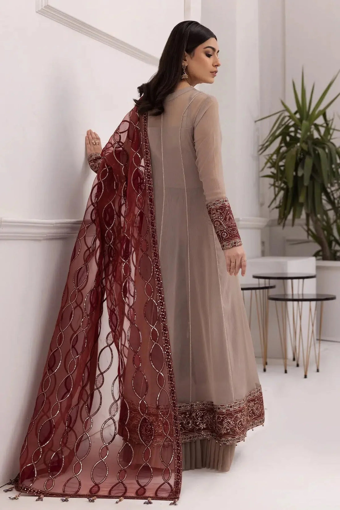 Alizeh | Formals Collection | Beige Dress 3 piece - RTW1010 - Official Alizeh stockist in UK - Sakeena London