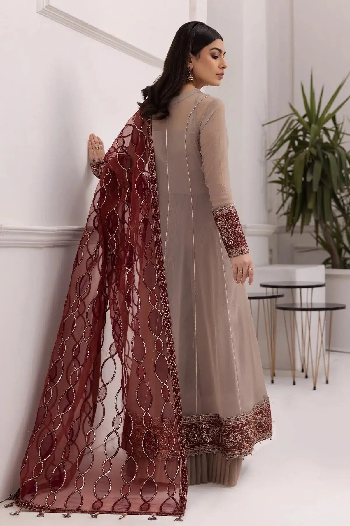 Alizeh | Formals Collection | Beige Dress 3 piece - RTW1010 - Official Alizeh stockist in UK - Sakeena London