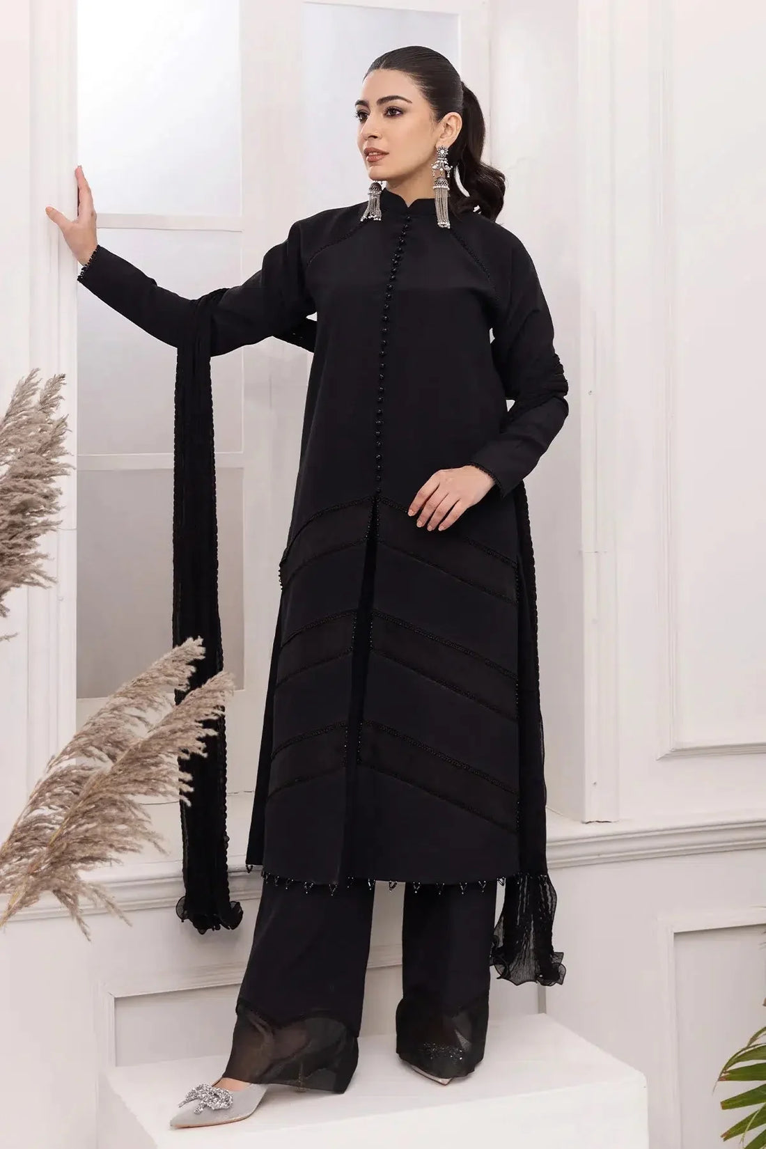 Alizeh | Formals Collection | Black Dress 3 piece - RTW1004 - Official Alizeh stockist in UK - Sakeena London