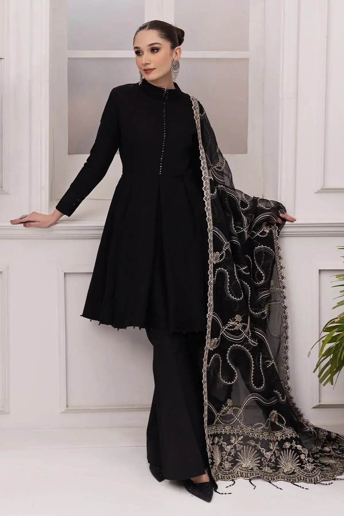 Alizeh | Formals Collection | Black Dress 3 piece - RTW1008 - Official Alizeh stockist in UK - Sakeena London