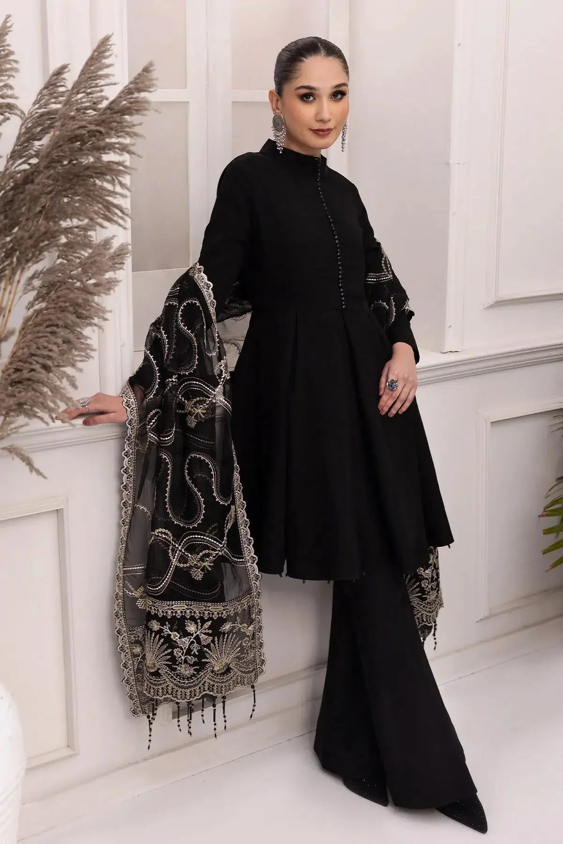 Alizeh | Formals Collection | Black Dress 3 piece - RTW1008 - Official Alizeh stockist in UK - Sakeena London