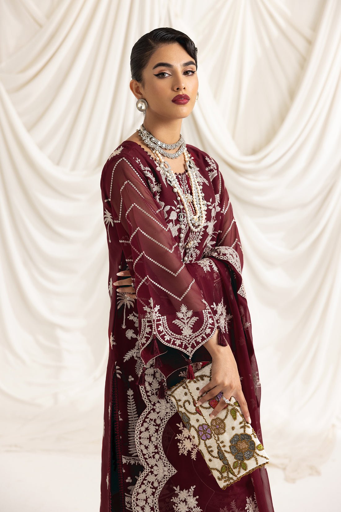 Alizeh | Formals Collection | Clara C (MAROON) - Official Alizeh stockist in UK - Sakeena London