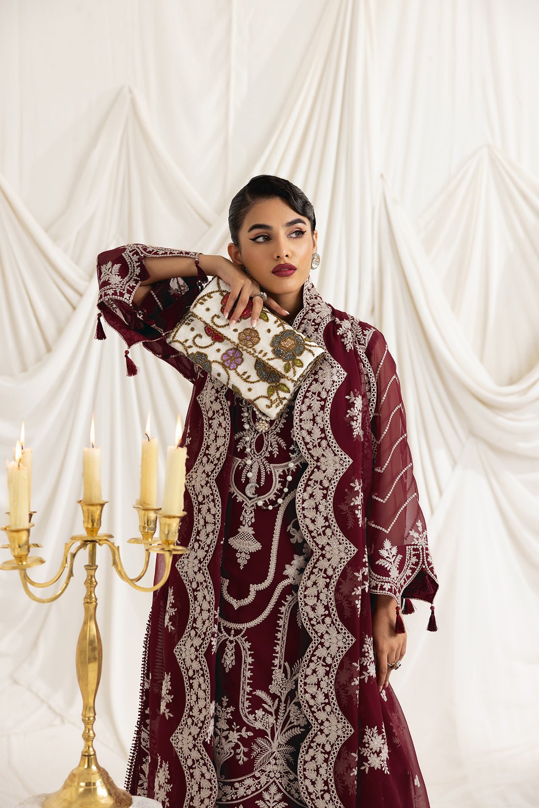 Alizeh | Formals Collection | Clara C (MAROON) - Official Alizeh stockist in UK - Sakeena London