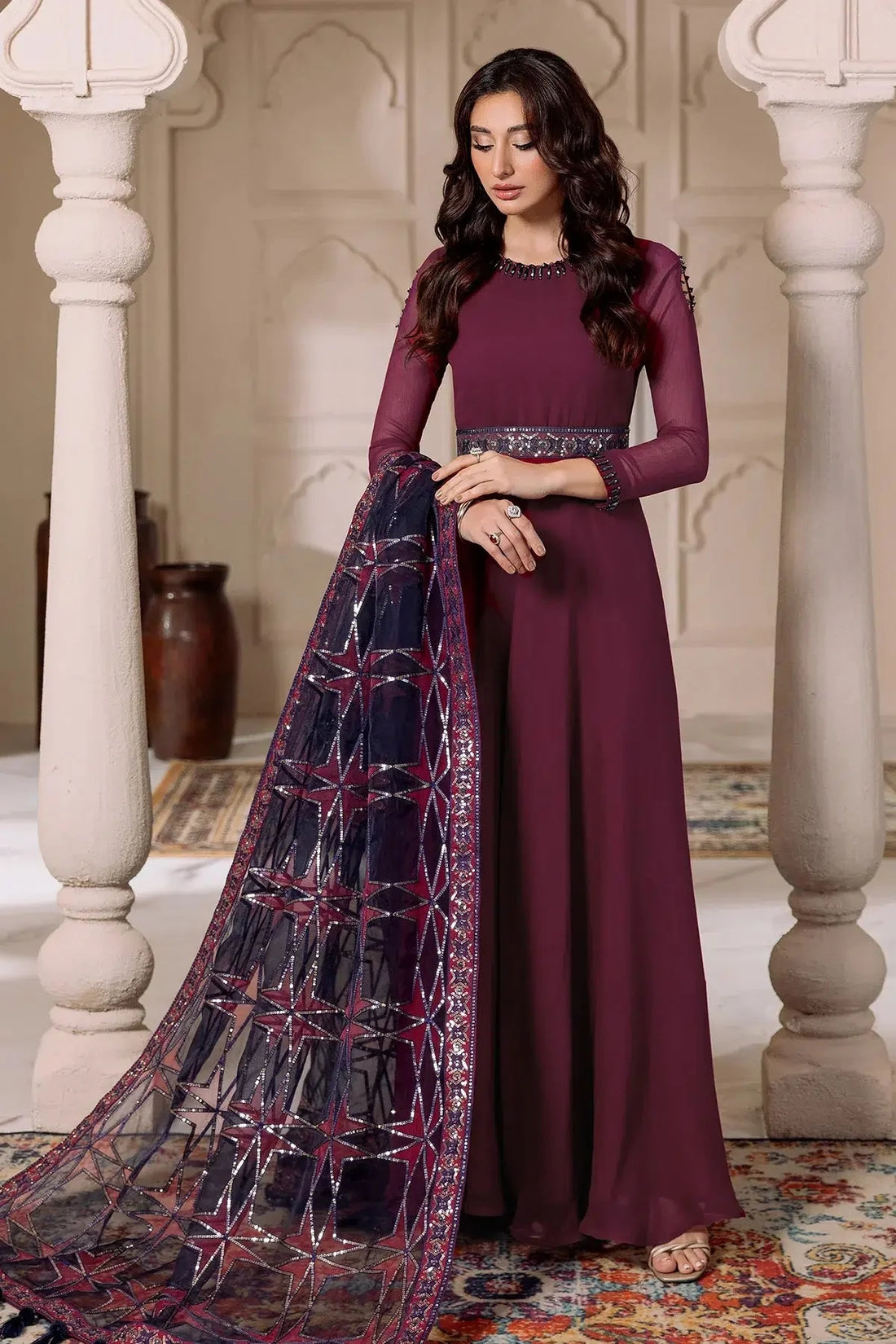Alizeh | Formals Collection | Magenta 3 piece - RTW1013 - Official Alizeh stockist in UK - Sakeena London