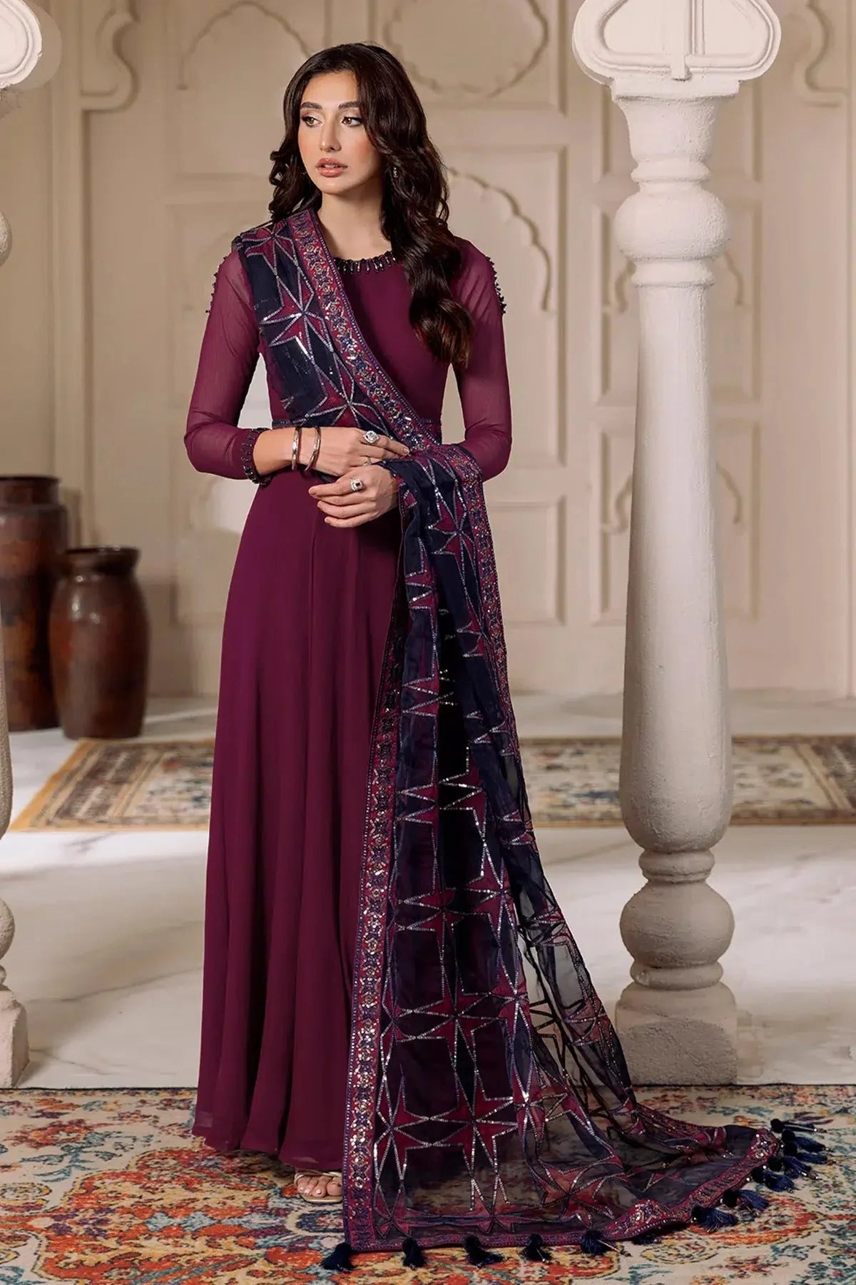 Alizeh | Formals Collection | Magenta 3 piece - RTW1013 - Official Alizeh stockist in UK - Sakeena London