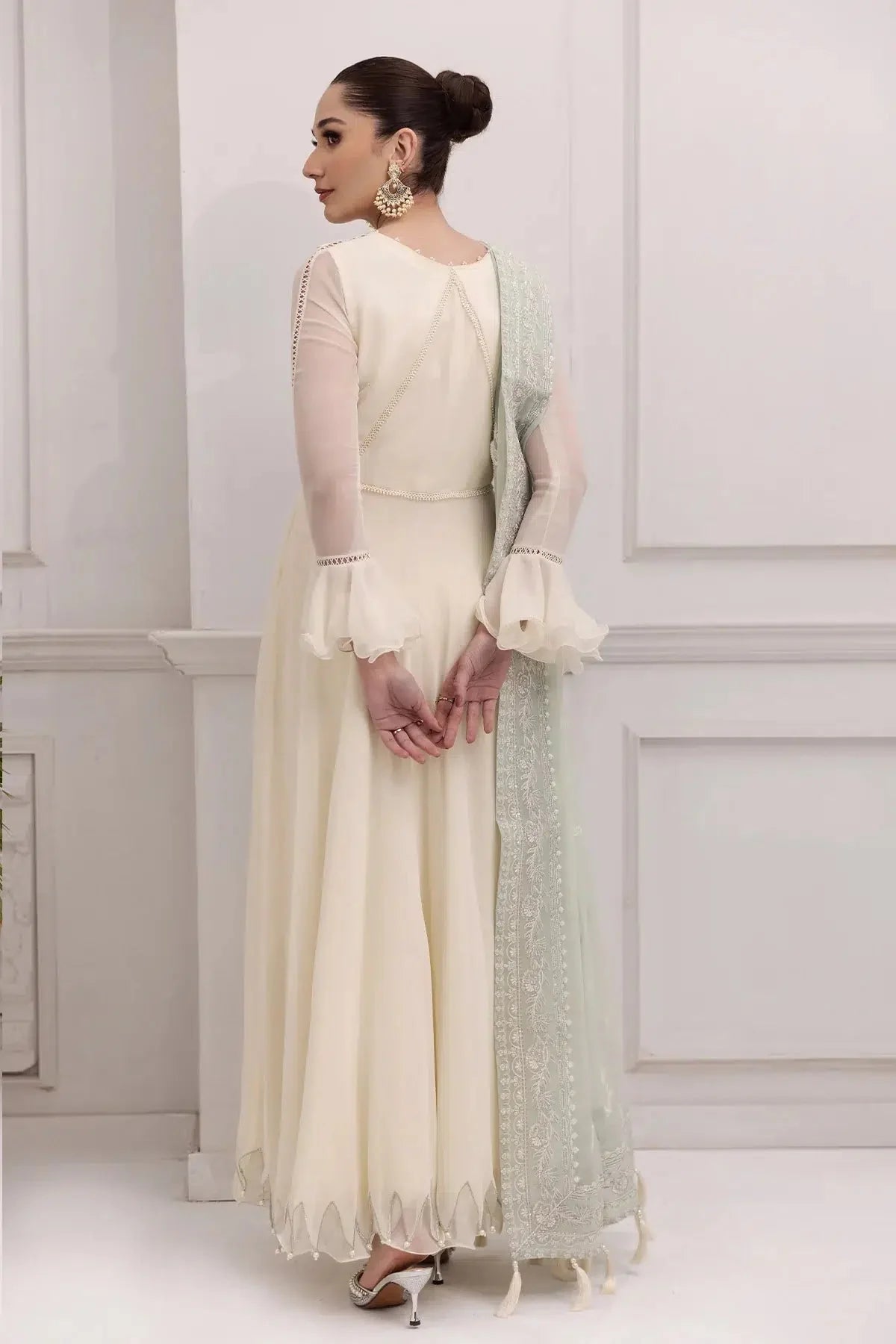 Alizeh | Formals Collection | Off White Dress 3 piece - RTW1007 - Official Alizeh stockist in UK - Sakeena London
