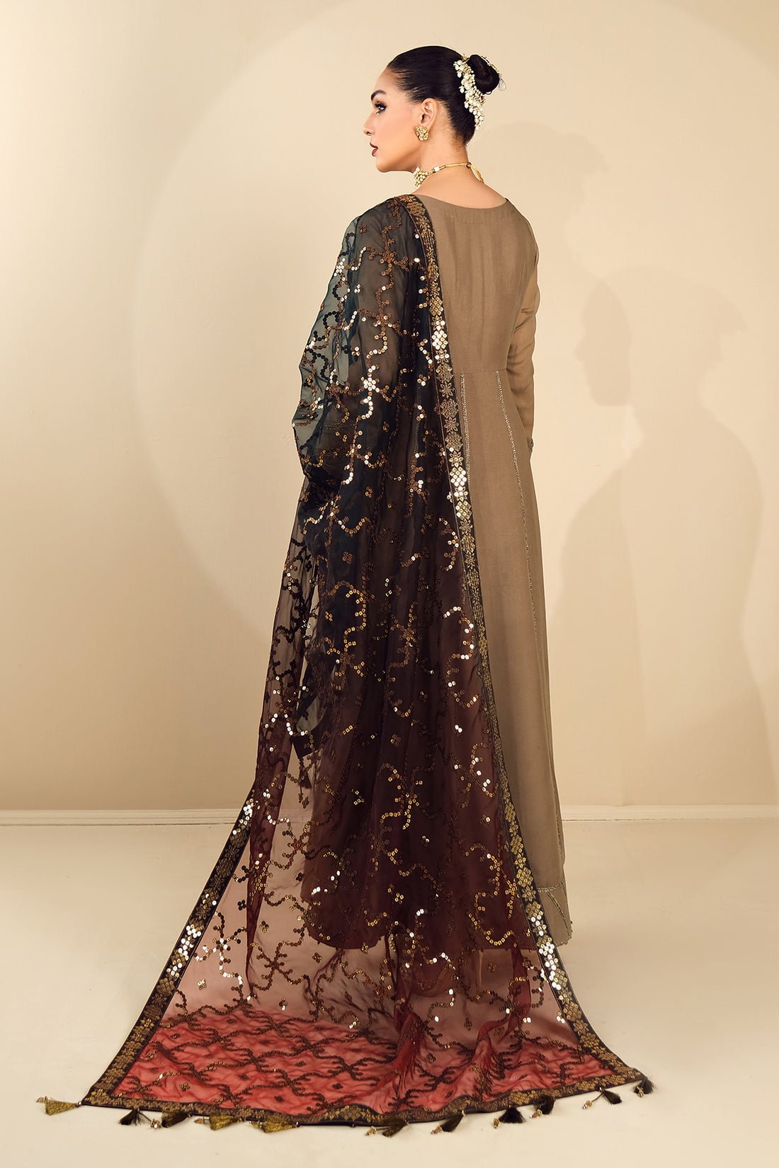 Alizeh | Formals Collection | Rose Beige Dress 3 piece - RTW1017 - Official Alizeh stockist in UK - Sakeena London