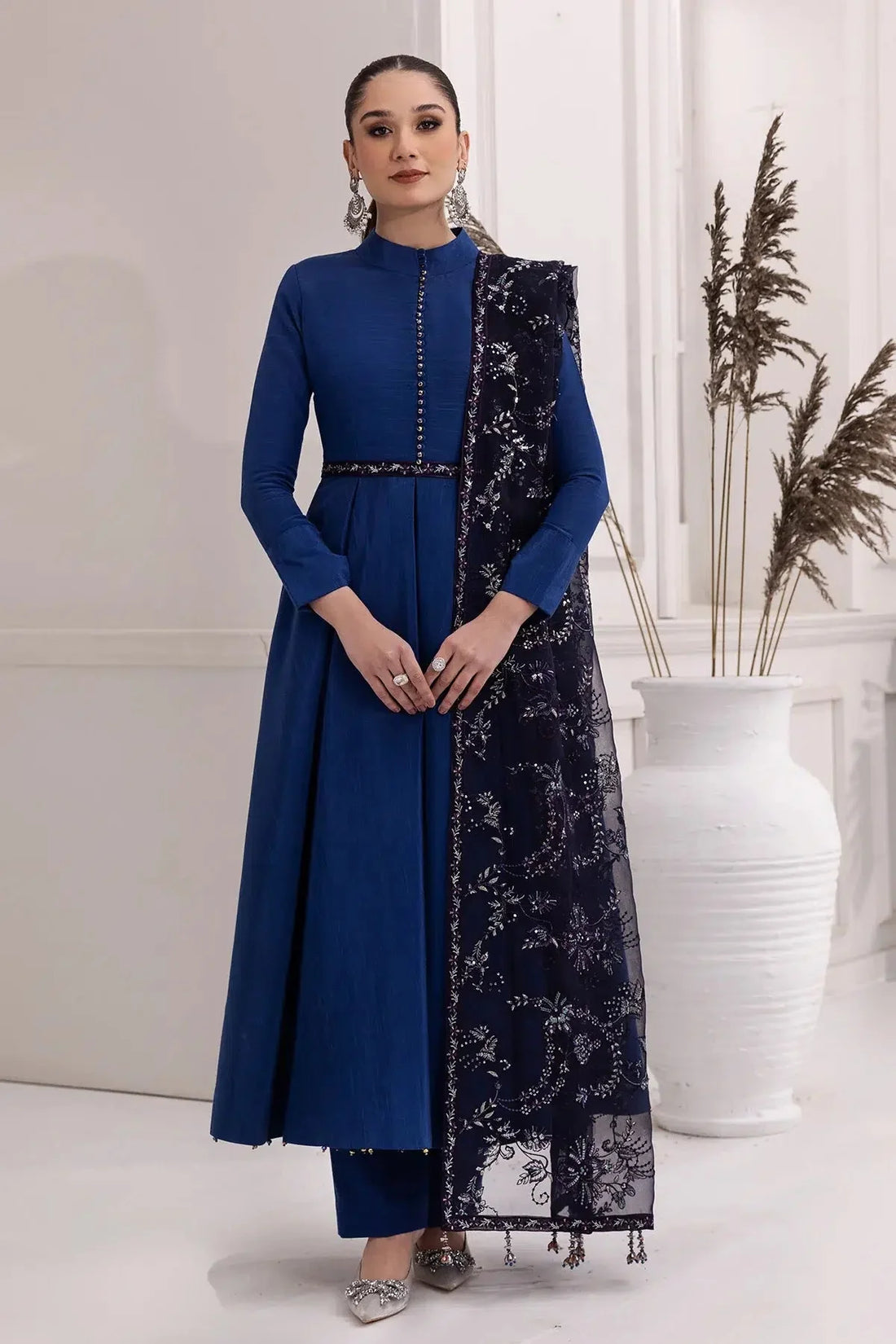 Alizeh | Formals Collection | Royal Blue Dress 3 piece - RTW1002 - Official Alizeh stockist in UK - Sakeena London