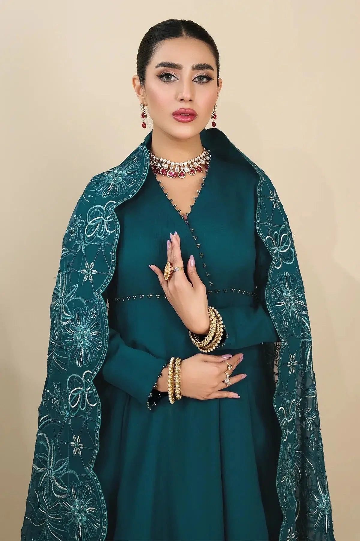 Alizeh | Formals Collection | Sea Green Peplum 3 piece - RTW1015 - Official Alizeh stockist in UK - Sakeena London