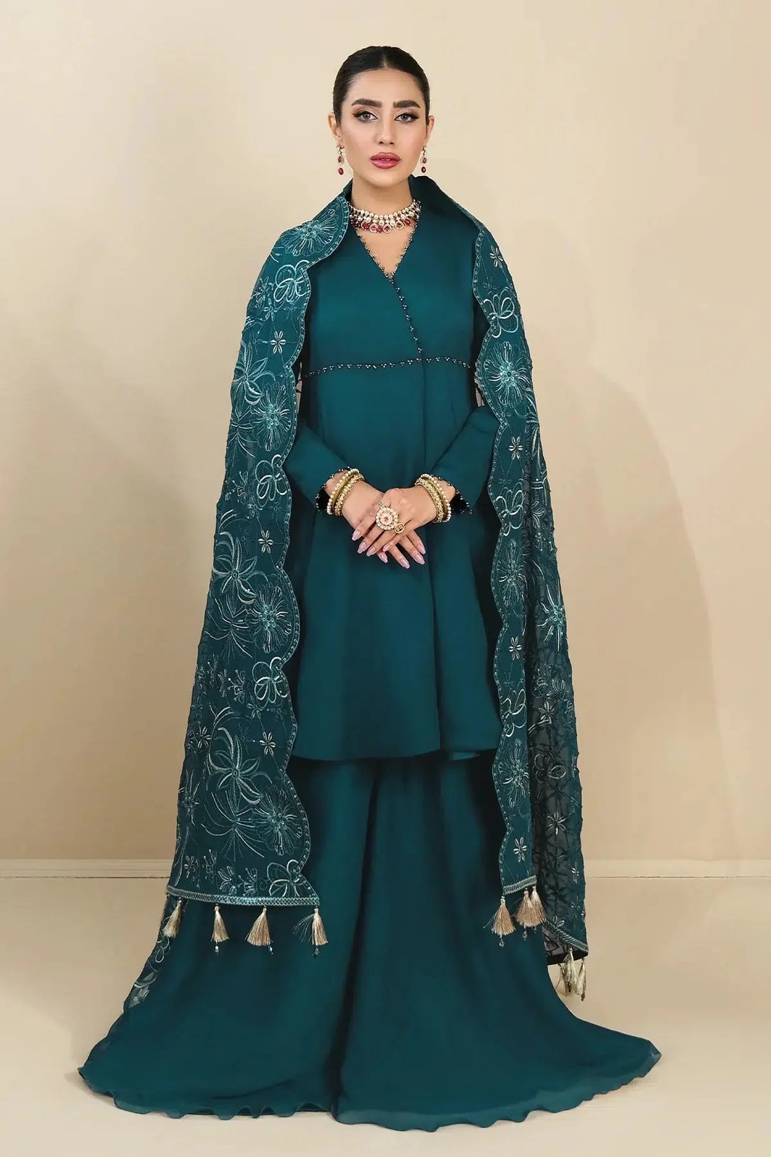 Alizeh | Formals Collection | Sea Green Peplum 3 piece - RTW1015 - Official Alizeh stockist in UK - Sakeena London