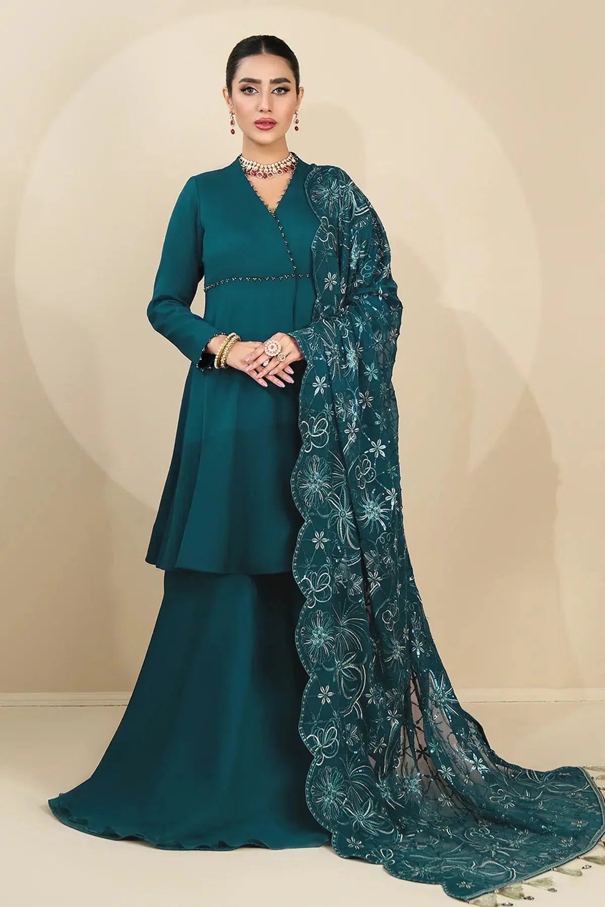 Alizeh | Formals Collection | Sea Green Peplum 3 piece - RTW1015 - Official Alizeh stockist in UK - Sakeena London