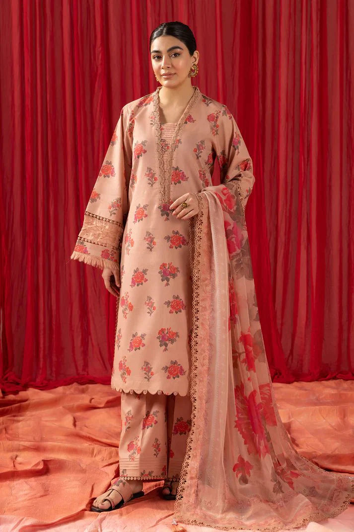 Alizeh | Sheen Lawn Prints 24 | Coral Peach - Official Alizeh stockist in UK - Sakeena London