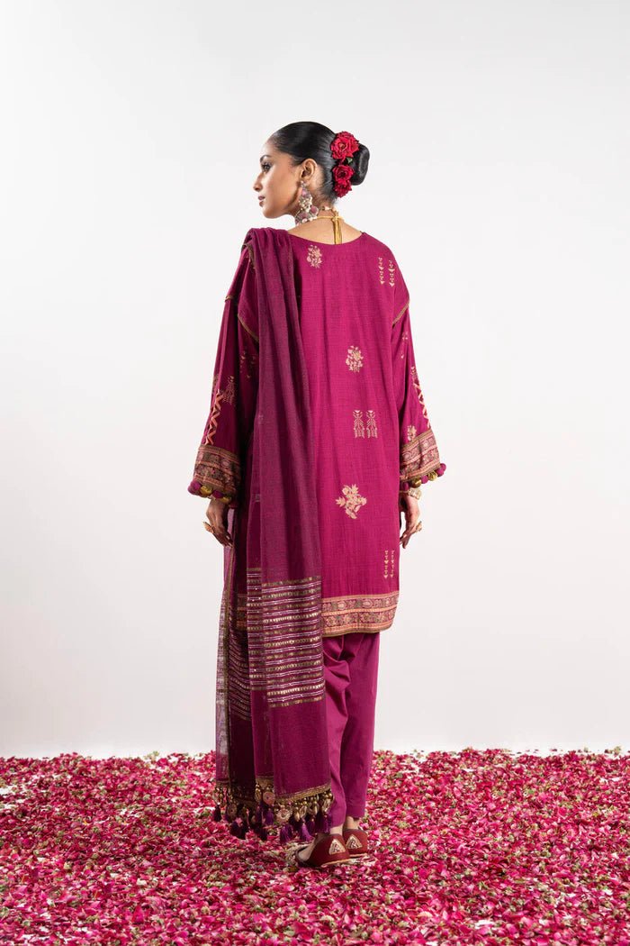 Alkaram | Festive Collection | FC-W-16E-23-3-Dark Pink - Official Alkaram stockist in UK - Sakeena London