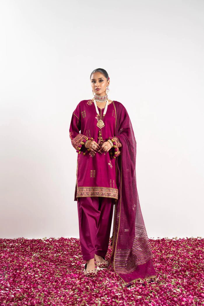 Alkaram | Festive Collection | FC-W-16E-23-3-Dark Pink - Official Alkaram stockist in UK - Sakeena London