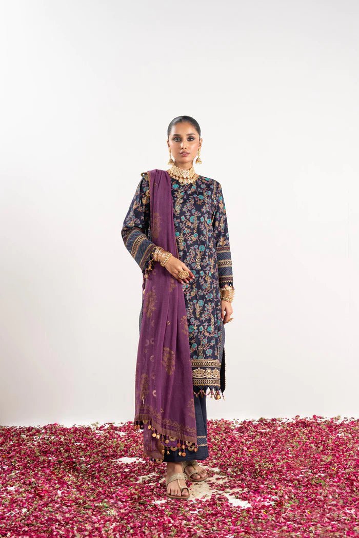 Alkaram | Festive Collection | FC-W-17F-23-3-Navy Blue - Official Alkaram stockist in UK - Sakeena London