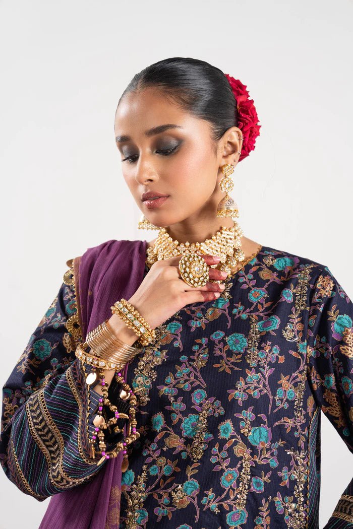Alkaram | Festive Collection | FC-W-17F-23-3-Navy Blue - Official Alkaram stockist in UK - Sakeena London