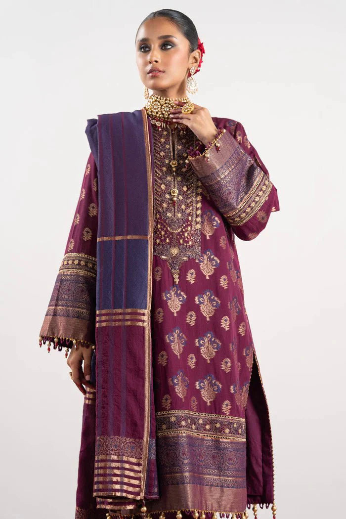 Alkaram | Festive Collection | FC-W-1A-23-3-Plum - Official Alkaram stockist in UK - Sakeena London