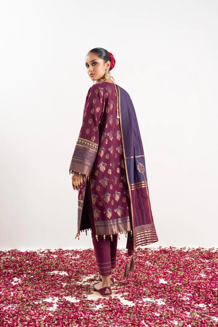 Alkaram | Festive Collection | FC-W-1A-23-3-Plum - Official Alkaram stockist in UK - Sakeena London