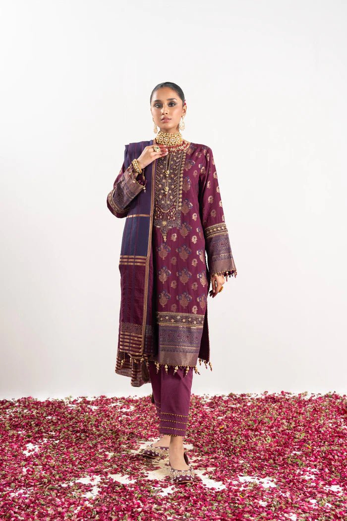 Alkaram | Festive Collection | FC-W-1A-23-3-Plum - Official Alkaram stockist in UK - Sakeena London