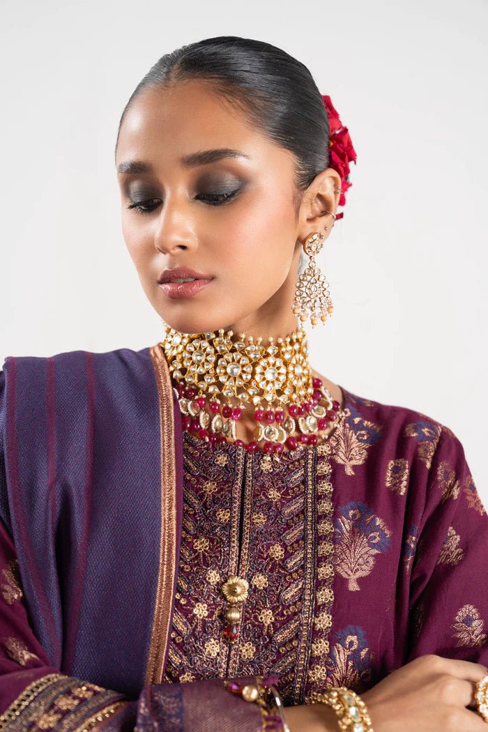 Alkaram | Festive Collection | FC-W-1A-23-3-Plum - Official Alkaram stockist in UK - Sakeena London