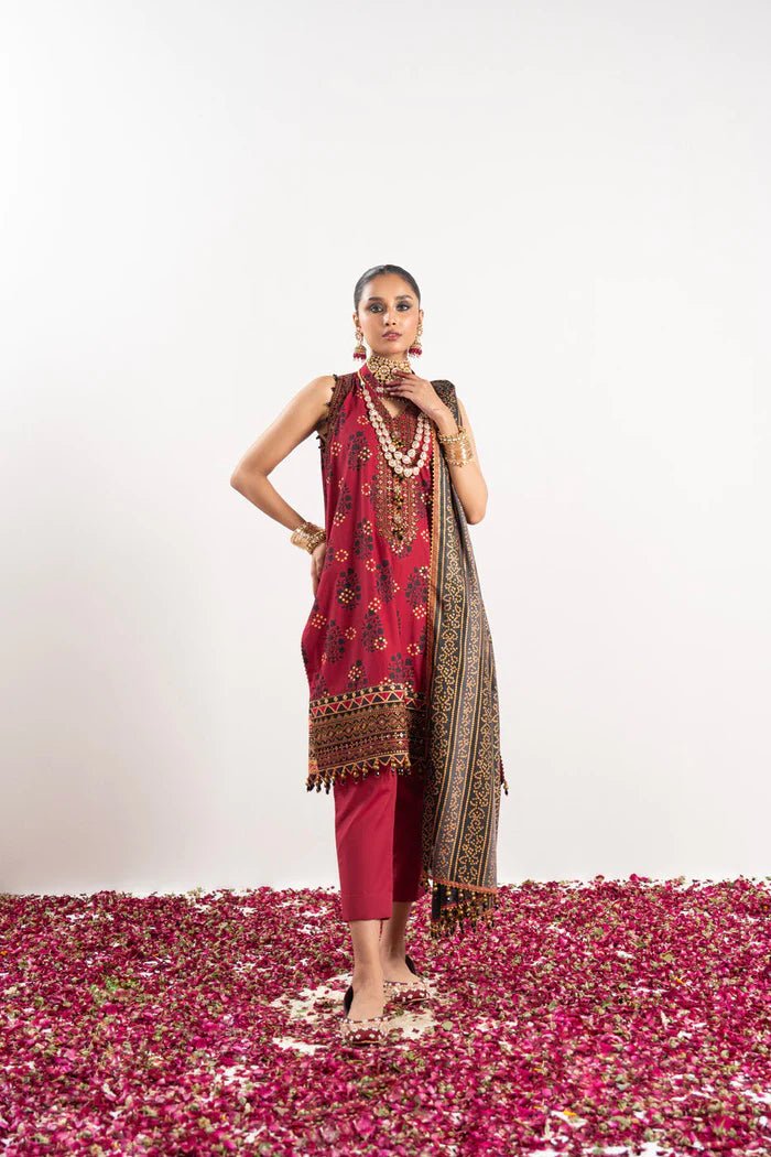 Alkaram | Festive Collection | FC-W-20G-23-3-Ruby Red - Official Alkaram stockist in UK - Sakeena London
