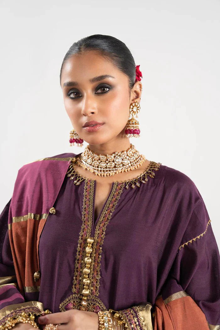 Alkaram | Festive Collection | FC-W-25I-23-3-Plum - Official Alkaram stockist in UK - Sakeena London