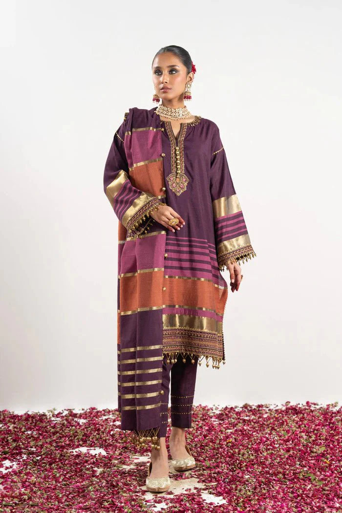 Alkaram | Festive Collection | FC-W-25I-23-3-Plum - Official Alkaram stockist in UK - Sakeena London