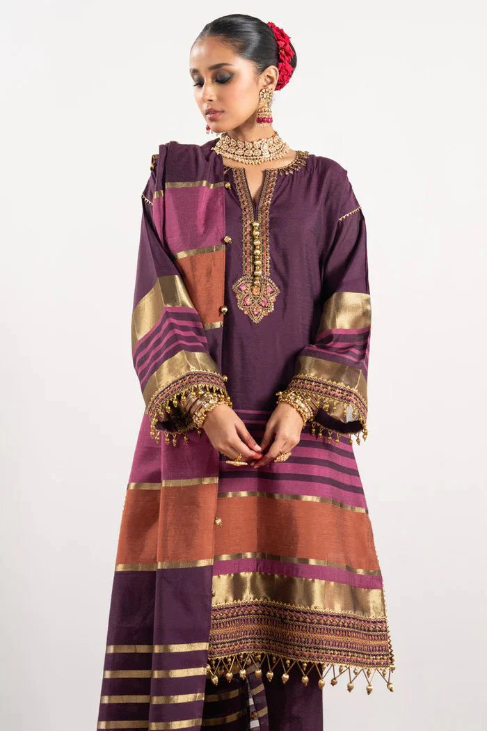 Alkaram | Festive Collection | FC-W-25I-23-3-Plum - Official Alkaram stockist in UK - Sakeena London