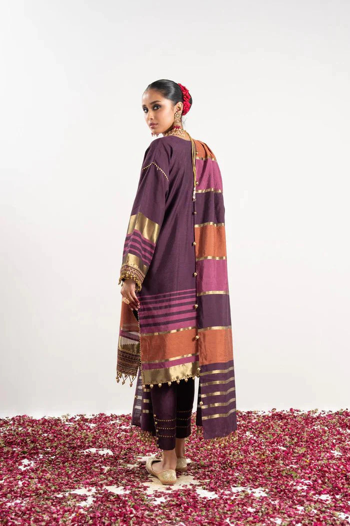 Alkaram | Festive Collection | FC-W-25I-23-3-Plum - Official Alkaram stockist in UK - Sakeena London