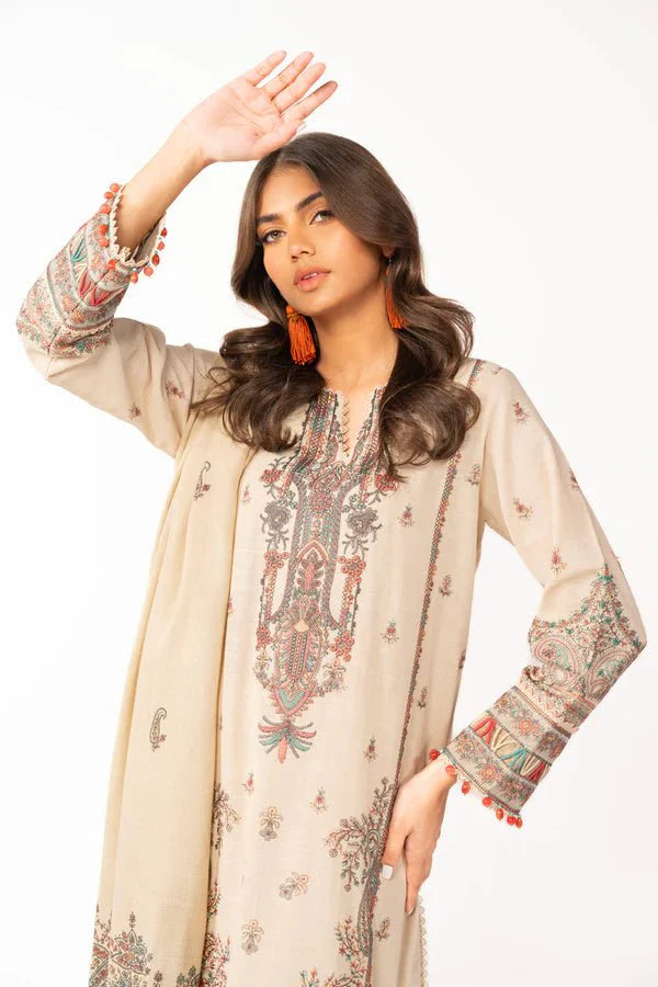 Alkaram | Shawl Collection | Beige - Official Alkaram stockist in UK - Sakeena London