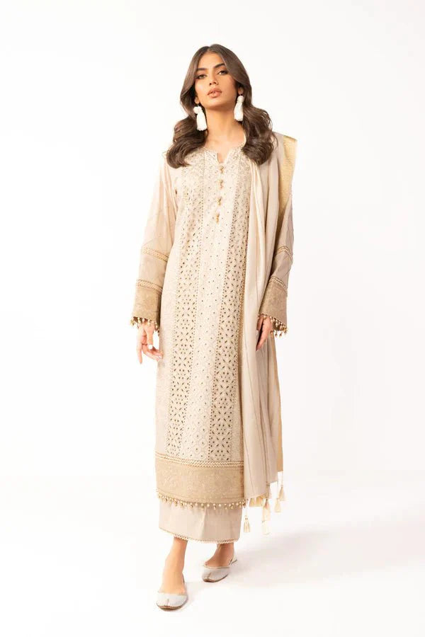 Alkaram | Shawl Collection | Cream - Official Alkaram stockist in UK - Sakeena London