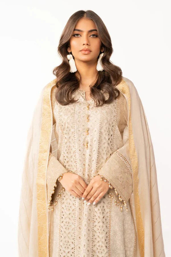 Alkaram | Shawl Collection | Cream - Official Alkaram stockist in UK - Sakeena London