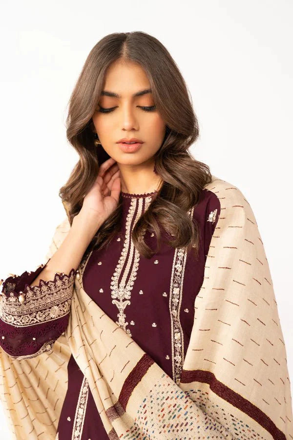 Alkaram | Shawl Collection | Maroon - Official Alkaram stockist in UK - Sakeena London