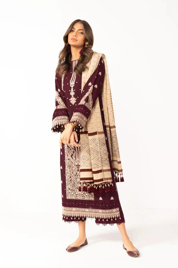 Alkaram | Shawl Collection | Maroon - Official Alkaram stockist in UK - Sakeena London
