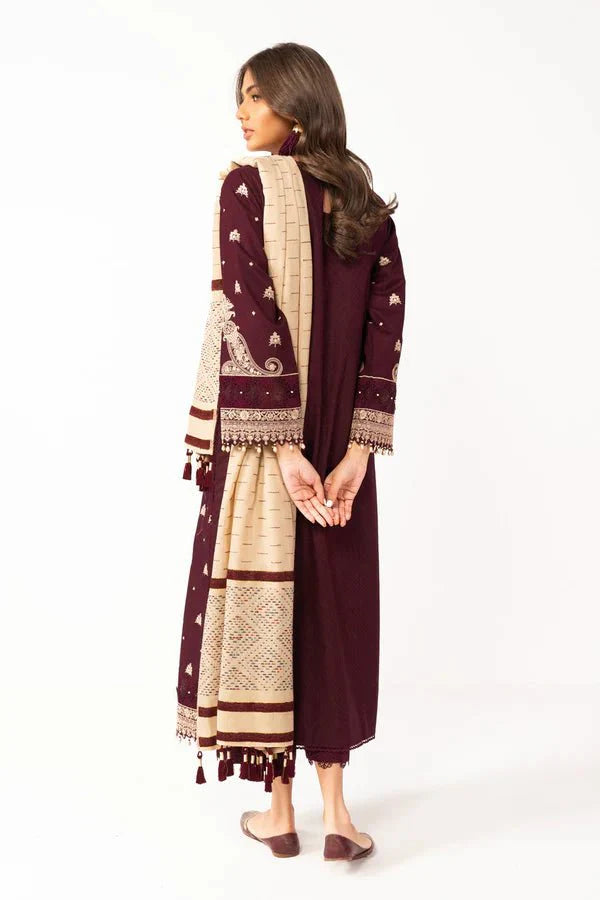 Alkaram | Shawl Collection | Maroon - Official Alkaram stockist in UK - Sakeena London