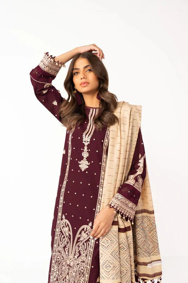 Alkaram | Shawl Collection | Maroon - Official Alkaram stockist in UK - Sakeena London