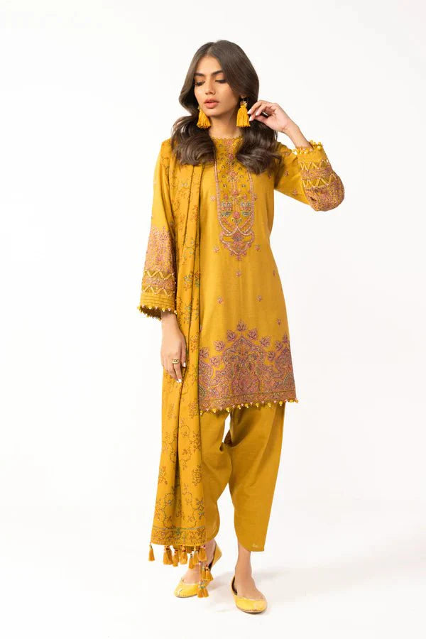 Alkaram | Shawl Collection | Mustard - Official Alkaram stockist in UK - Sakeena London