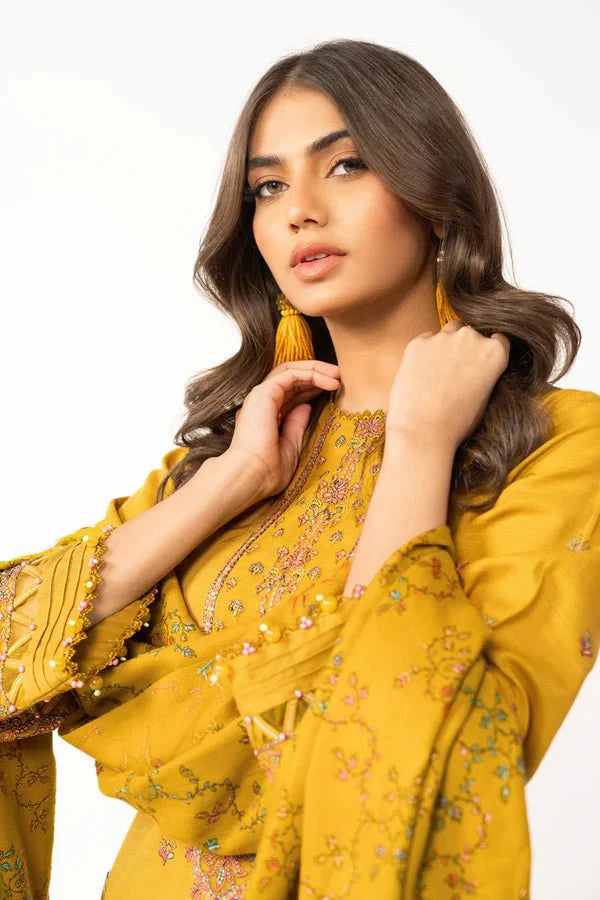 Alkaram | Shawl Collection | Mustard - Official Alkaram stockist in UK - Sakeena London