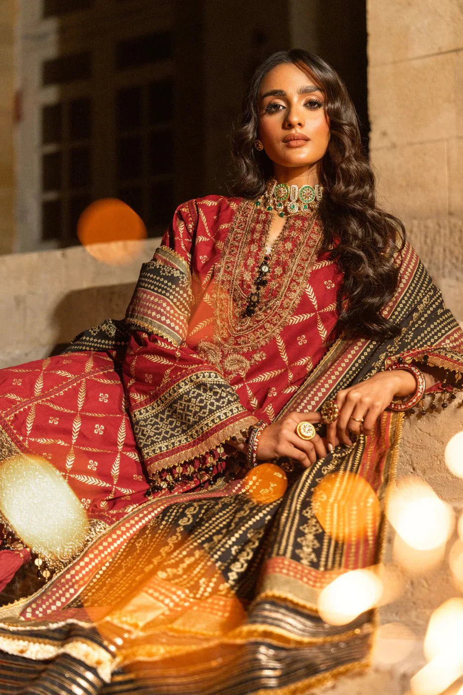 Alkaram | Spring Summer Festive 24 | Embroidered Cambric Red - Official Alkaram stockist in UK - Sakeena London