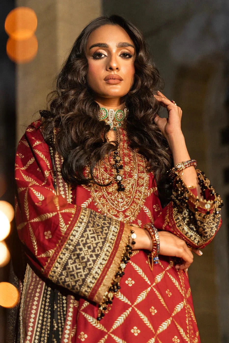 Alkaram | Spring Summer Festive 24 | Embroidered Cambric Red - Official Alkaram stockist in UK - Sakeena London