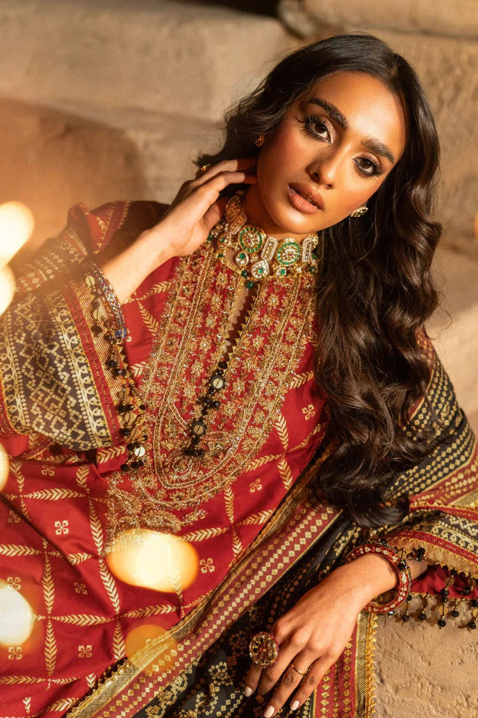 Alkaram | Spring Summer Festive 24 | Embroidered Cambric Red - Official Alkaram stockist in UK - Sakeena London