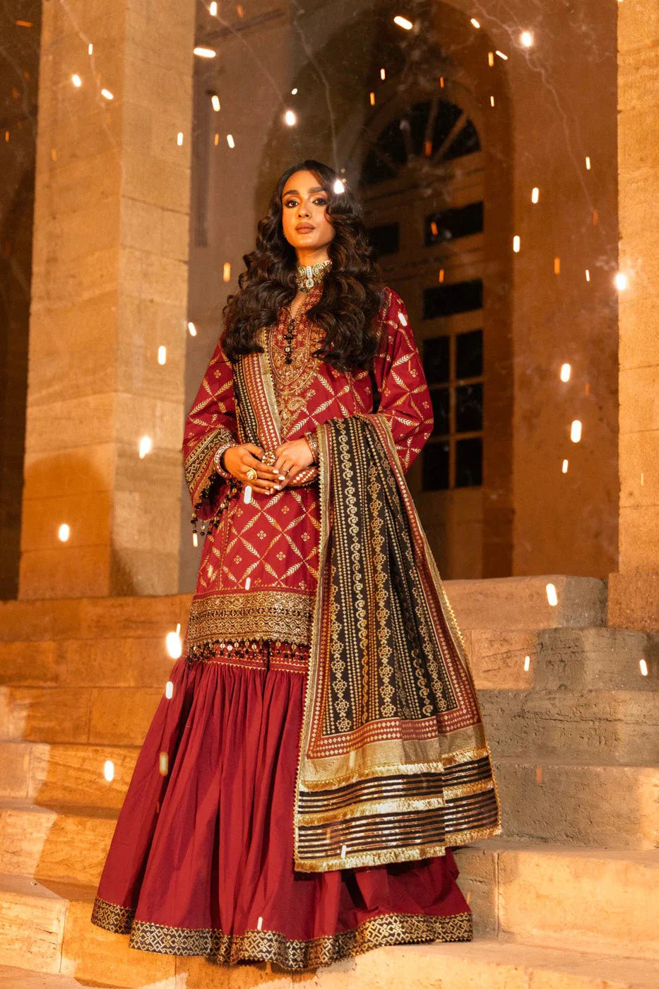 Alkaram | Spring Summer Festive 24 | Embroidered Cambric Red - Official Alkaram stockist in UK - Sakeena London