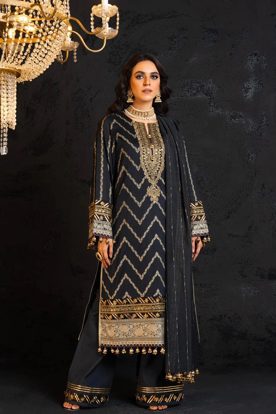 Alkaram | Spring Summer Festive 24 | Embroidered Dobby Black - Official Alkaram stockist in UK - Sakeena London