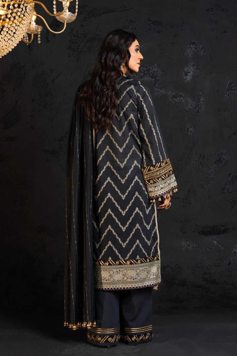 Alkaram | Spring Summer Festive 24 | Embroidered Dobby Black - Official Alkaram stockist in UK - Sakeena London