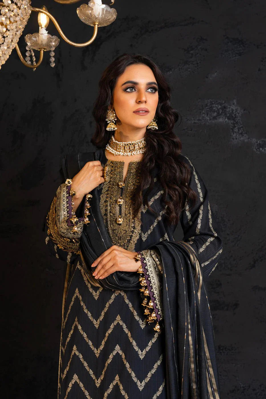 Alkaram | Spring Summer Festive 24 | Embroidered Dobby Black - Official Alkaram stockist in UK - Sakeena London