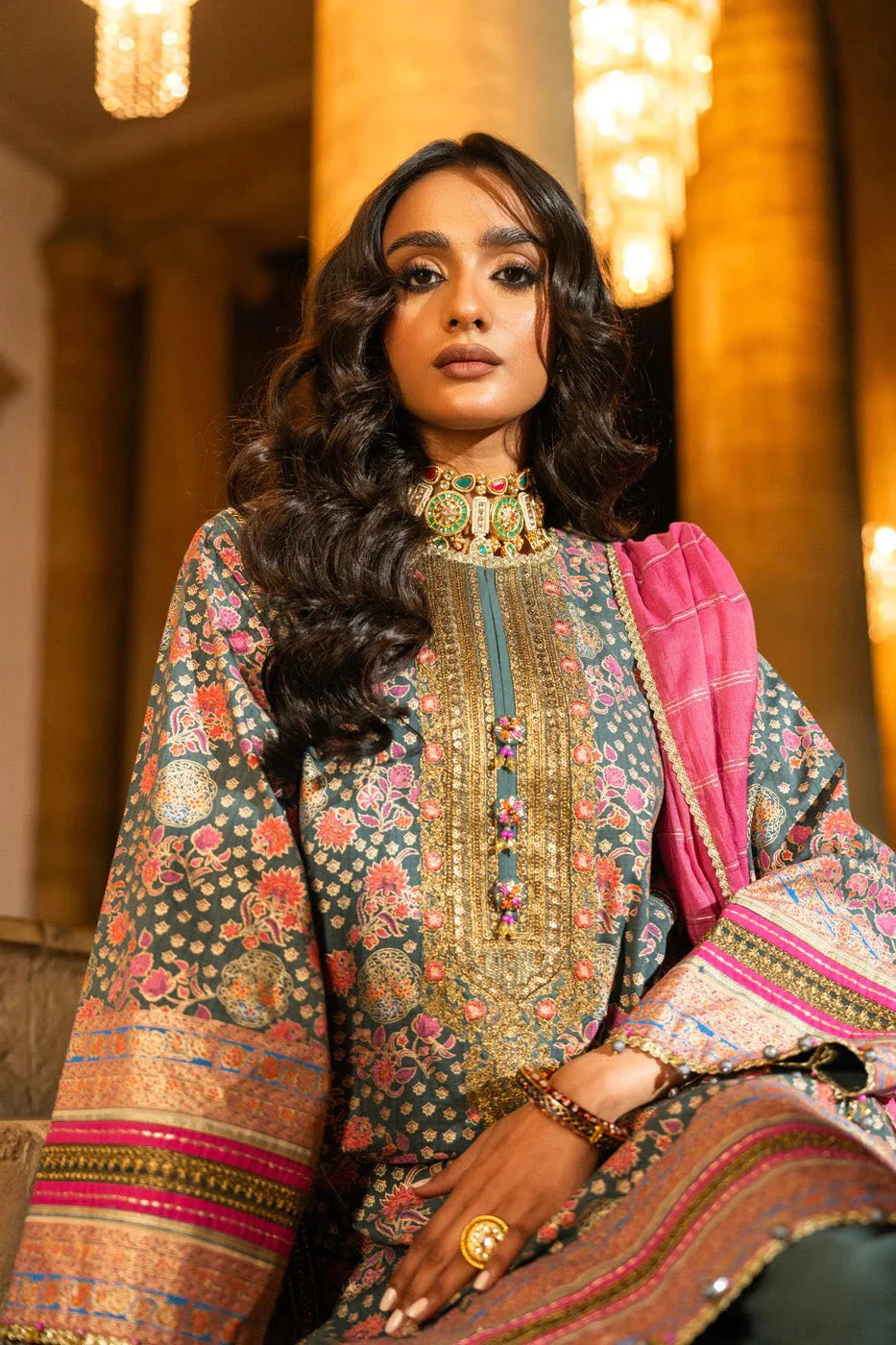 Alkaram | Spring Summer Festive 24 | Embroidered Dobby Bluish Grey - Official Alkaram stockist in UK - Sakeena London